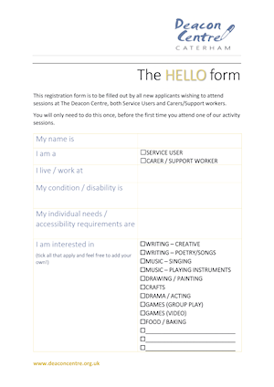 Deacon Centre Hello Form - thumbnail image